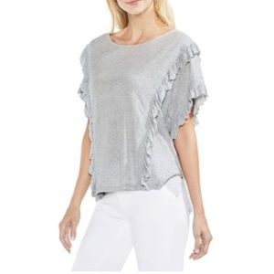 NEW Vince Camuto Ruffle Front Top grey